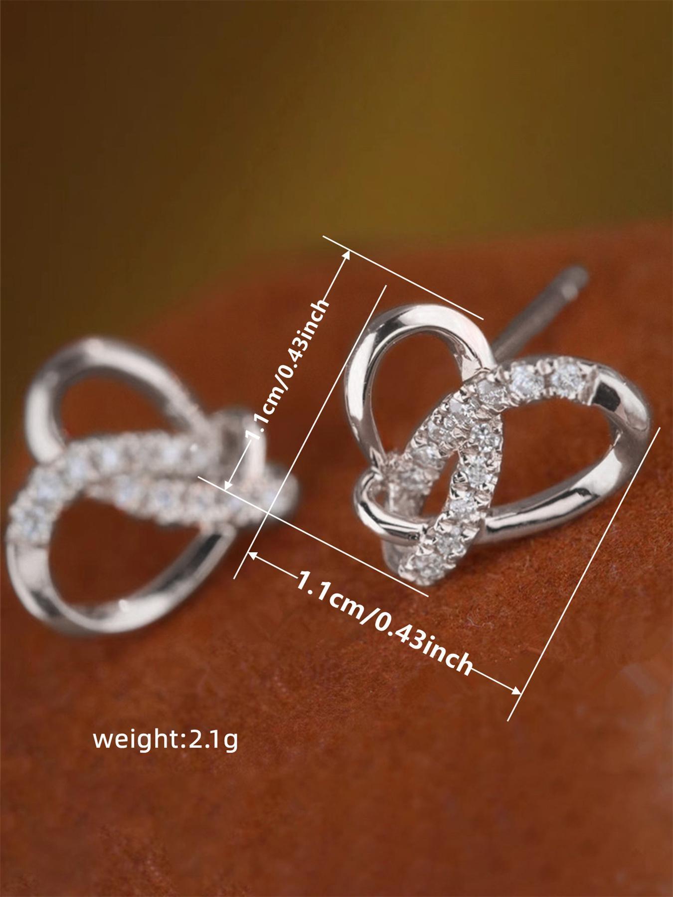 Rhinestone Heart Design Stud Earrings As Gift Summer 2024 Fashion Elegant Women's Anniversary Wedding Engagement Party Jewelry Gift High Quality Earrings
