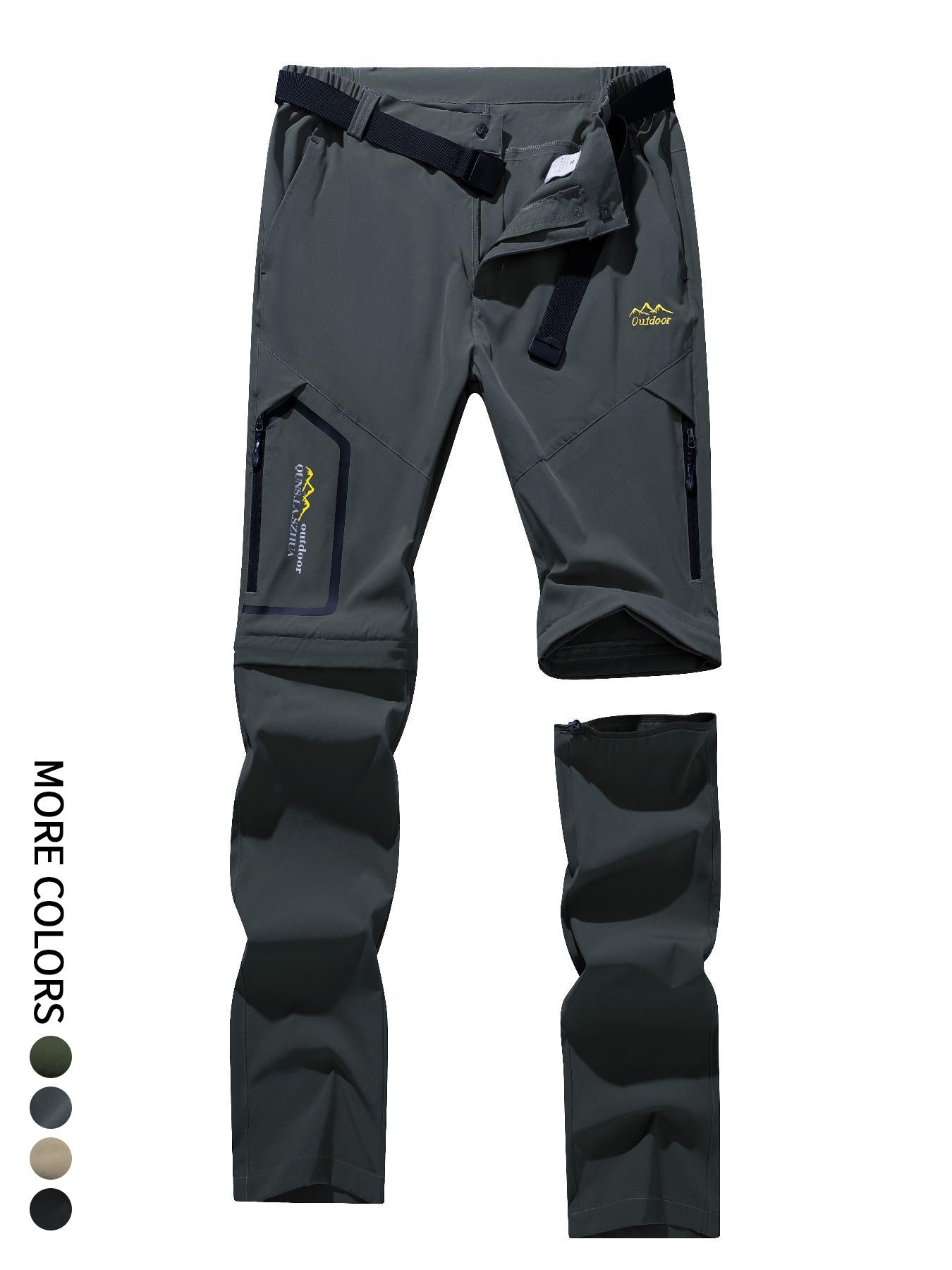 YYK brand Men's Zipper Design Pocket Waterproof & Windproof Outdoor Pants, Regular Fit Casual Detachable Leg Comfy Trousers for Outdoor Activities, Men's Bottoms for All Seasons