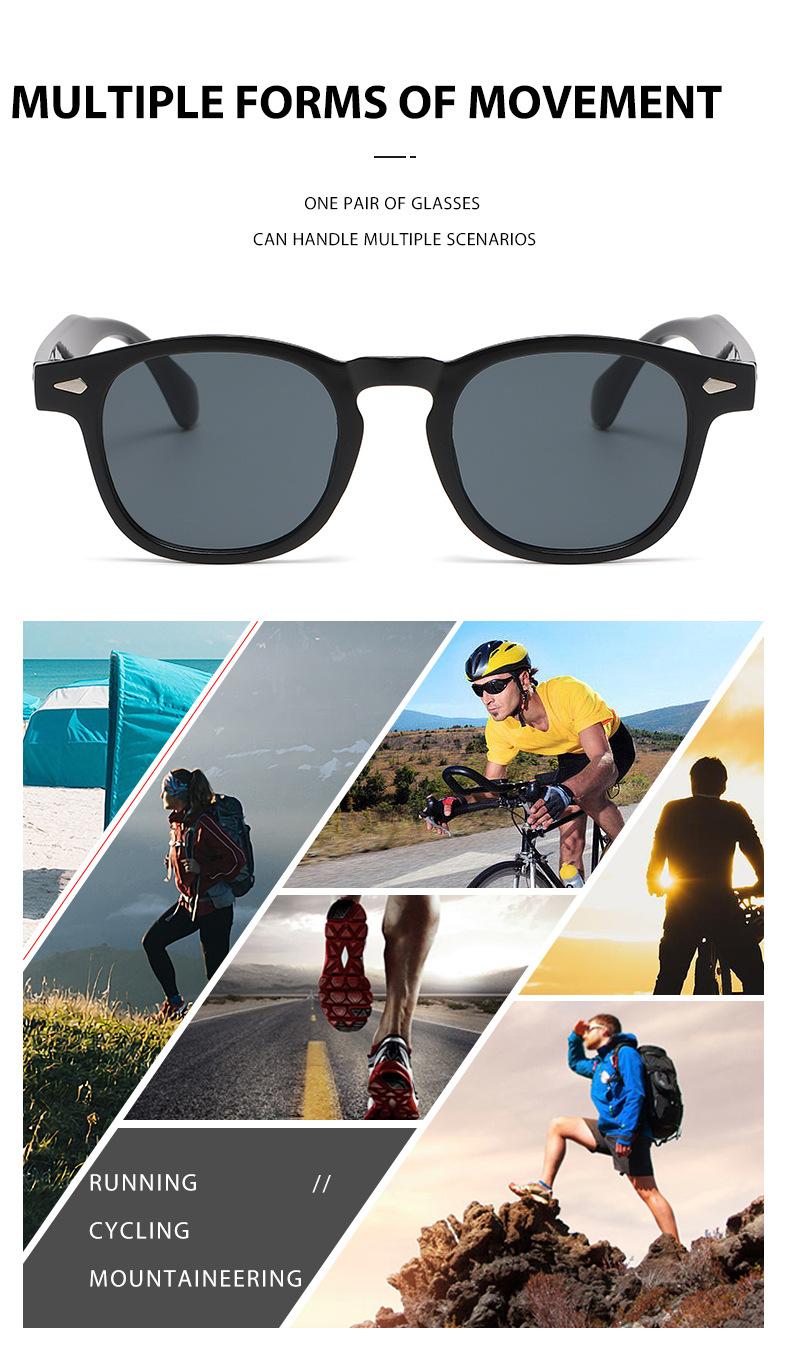 New European and American retro round frame rice nail sunglasses for men, cross-border popular sunglasses, trendy UV resistant sunglasses