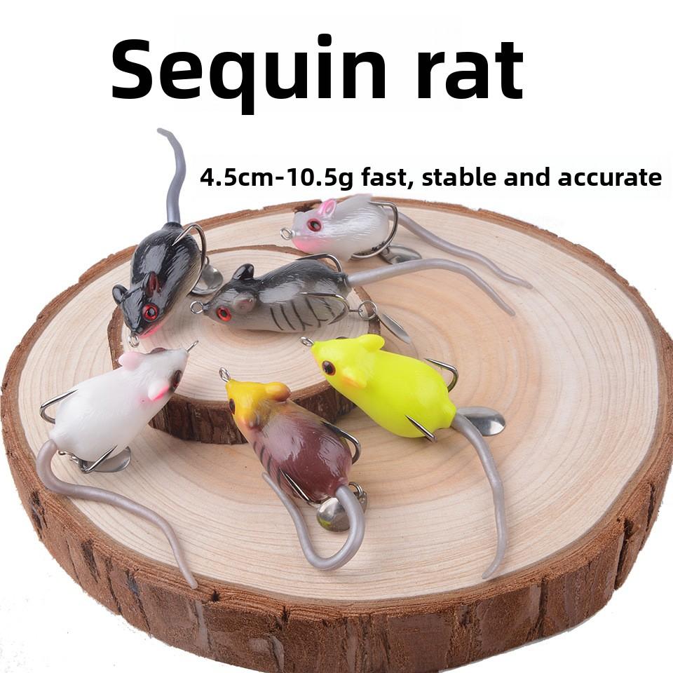 Topwater Frog Lure 4.5cm 10.5g Rat Mouse Shape with Blade Double Hooks Soft Fishing Bait