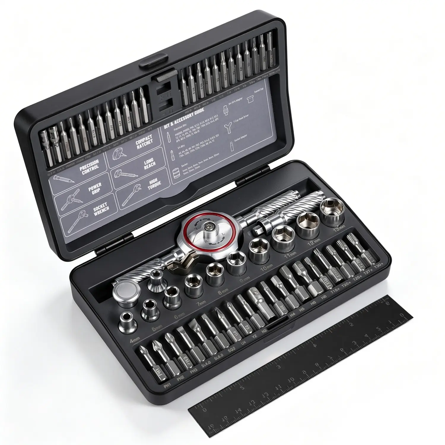 62-In-1 Gearless Ratchet Screwdriver Set, Multipurpose Screwdriver Kit, Screwdriver Combo, S2 Drive Bit & Socket, Ideal for Home Use, Car Repair, Furniture Assembly, Digital Device Disassembly