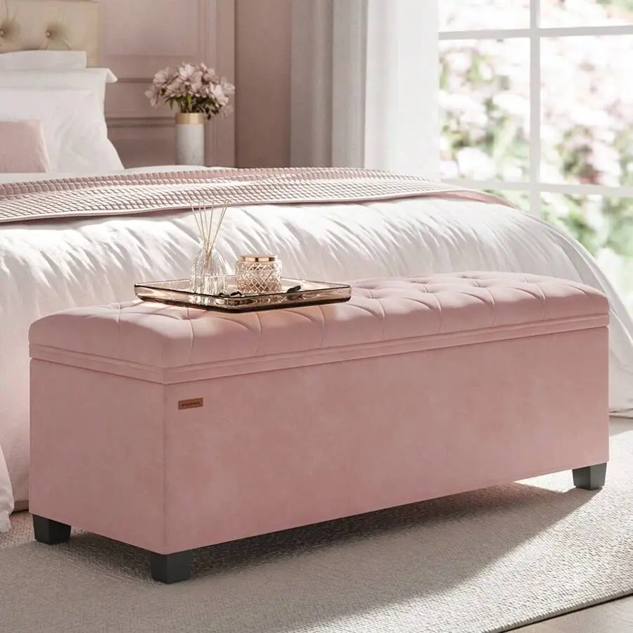 Storage Ottoman Bench, Foot Rest With Legs, 15.7 X 43 X 15.7 Inches, End Of Bed Bench, Storage Chest, Load Up To 660 Lb, For Living Room, Bedroom, Entryway