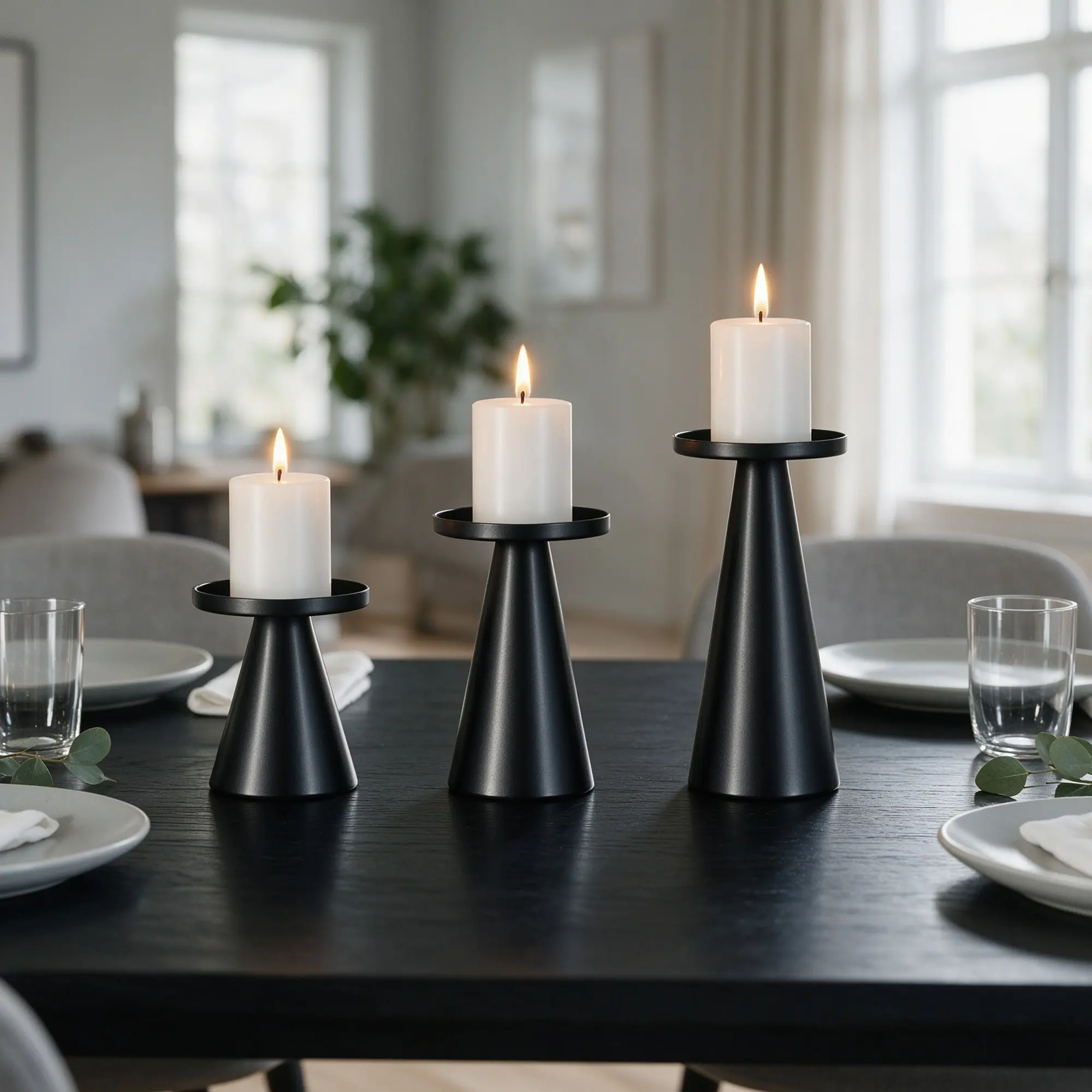 Romantic Sandglass Candle Holder Set, 3-Piece Luxury Table Decor, Reusable Iron Design, Perfect for Valentine's Day, Wedding, Christmas Gifts
