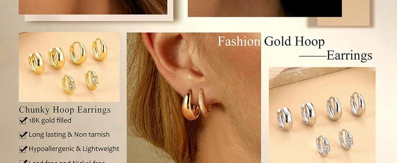 YADOCA Chunky Gold Hoop Earrings Set for Women 18K Plated Gold Filled Huggie Hoops Earrings Hypoallergenic Thick Lightweight Small Silver Hoop Earring Jewelry for Gifts