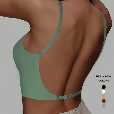 Sexy Backless Seamless Casual Everyday Bra, Deep U-Back Design, Adjustable Straps, No Underwire, Full Coverage, Medium Support, Ideal for Dates, Weddings, Parties, Backless Bras