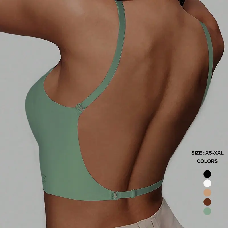 Sexy Backless Seamless Casual Everyday Bra, Deep U-Back Design, Adjustable Straps, No Underwire, Full Coverage, Medium Support, Ideal for Dates, Weddings, Parties, Backless Bras
