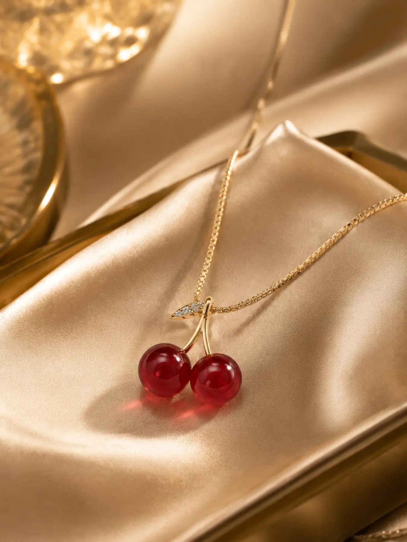 Cherry Love Necklace, Minimalist Elegant Cherry Pendant, Romantic Gift for Women, All-Season Casual Jewelry