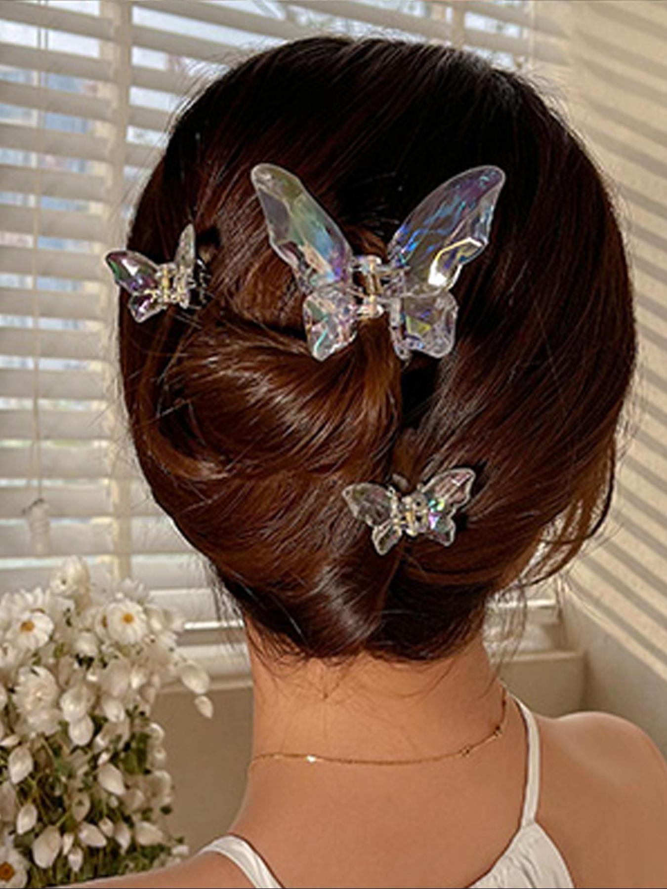 9pcs Transparent Multiple Size Butterfly Design Hair Claw, Fashionable Hair Accessories for Women & Girls, Easy Grasping Hair Claw Clip, Butterfly Hair Clip Set