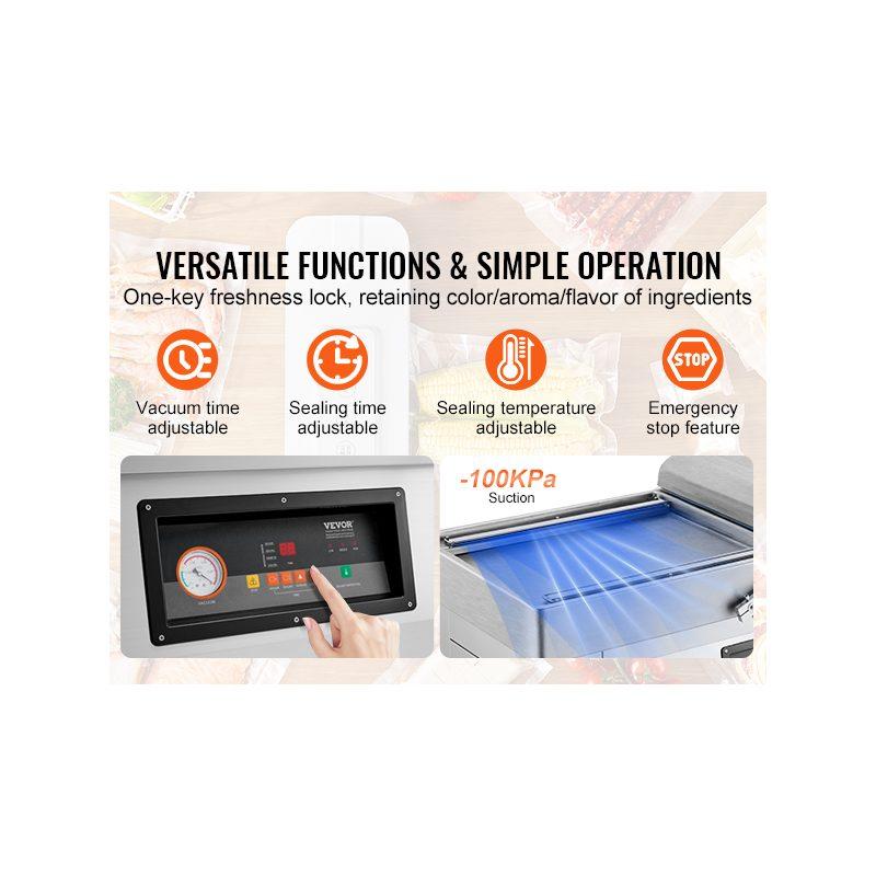 VEVOR Chamber Vacuum Sealer, 1200W Sealing Power, Vacuum Packing Machine for Wet Foods, Meats, Marinades and More, Compact Size with 23.6 in Sealing Length, Applied in Home Kitchen and Commercial Use