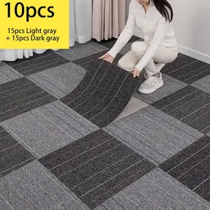 10pcs Self-Adhesive Xpe + Polyester Fiber Carpet Tiles, Easy Peel and Stick, Durable Back, Ideal for Kitchen, Living Room, Balcony