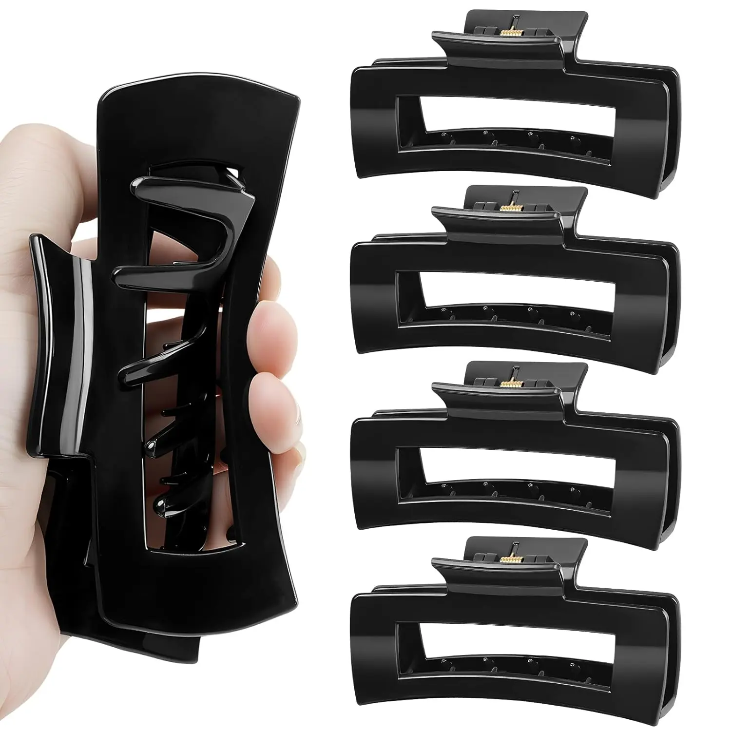 Nylon Hair Claw Clips: Flexible & Unbreakable Safe Large Hair Claws for Thick/Thin Hair Women - Strong Hold 4 Pack 4.3 Inch Big Trendy Jaw Clips