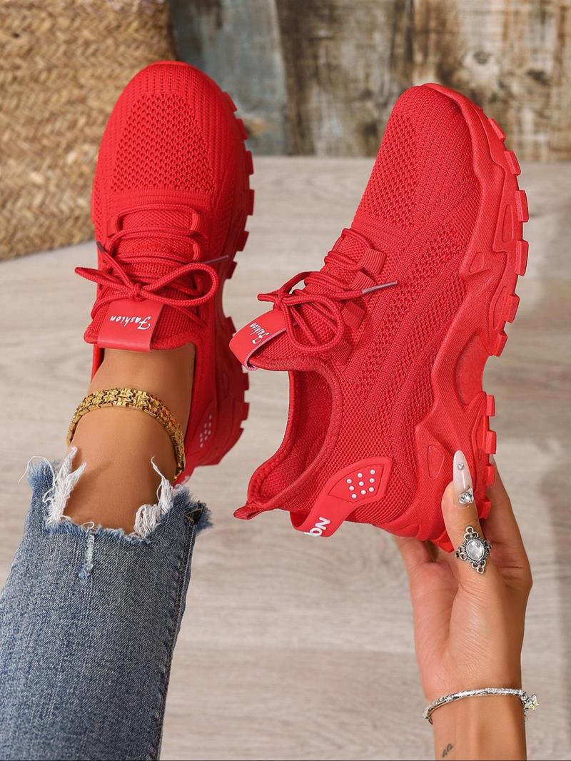 Women's Sporty Lace Up Low Top Sneakers, Casual Comfortable Breathable Running Athletic Shoes, Fashionable All-match Sneakers for Daily Wear