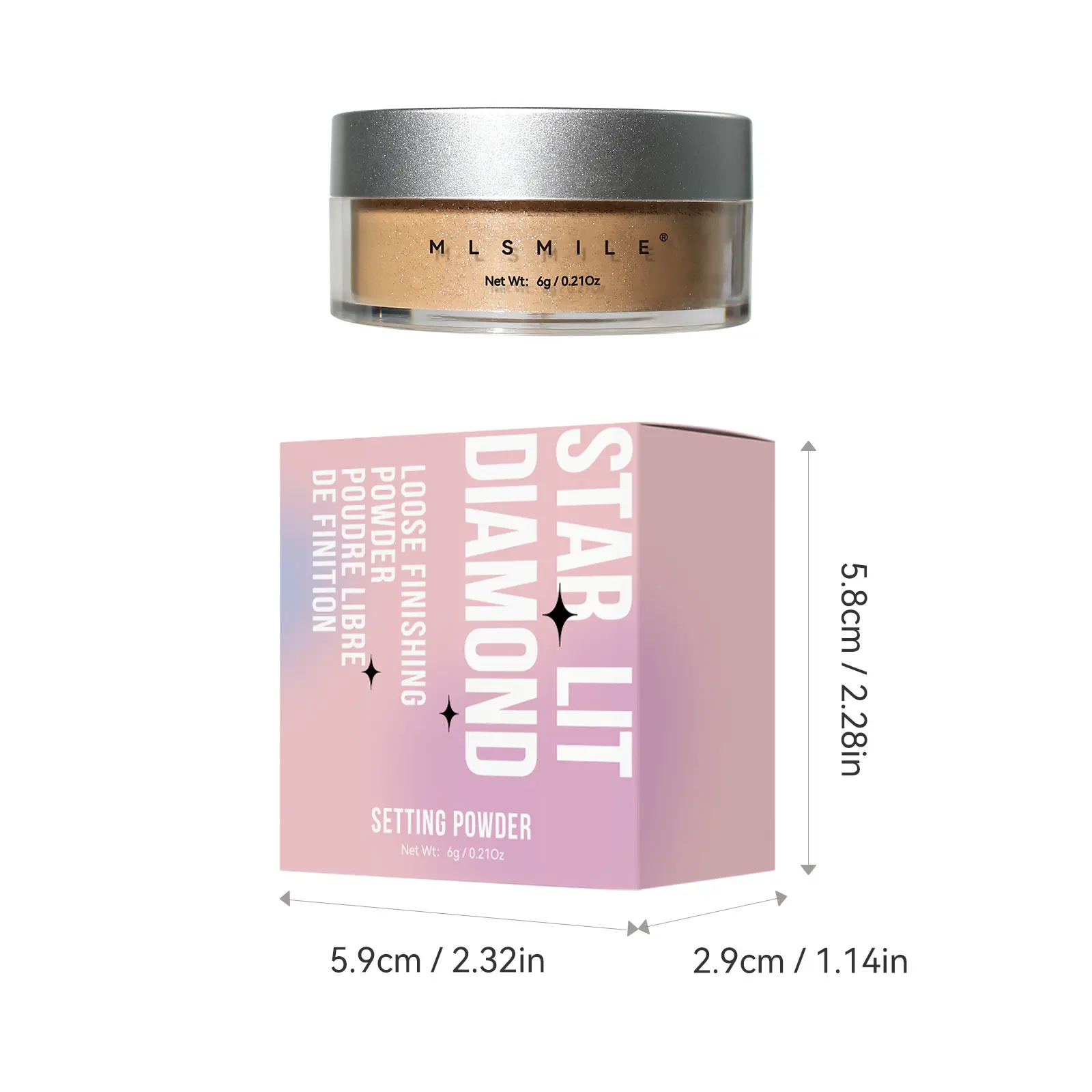 Glitter Pearl Luminous Loose Setting Powder Lightweight Full Coverage Oil Control Waterproof Sweat Resistant All Day Matte Finish Flawless Makeup