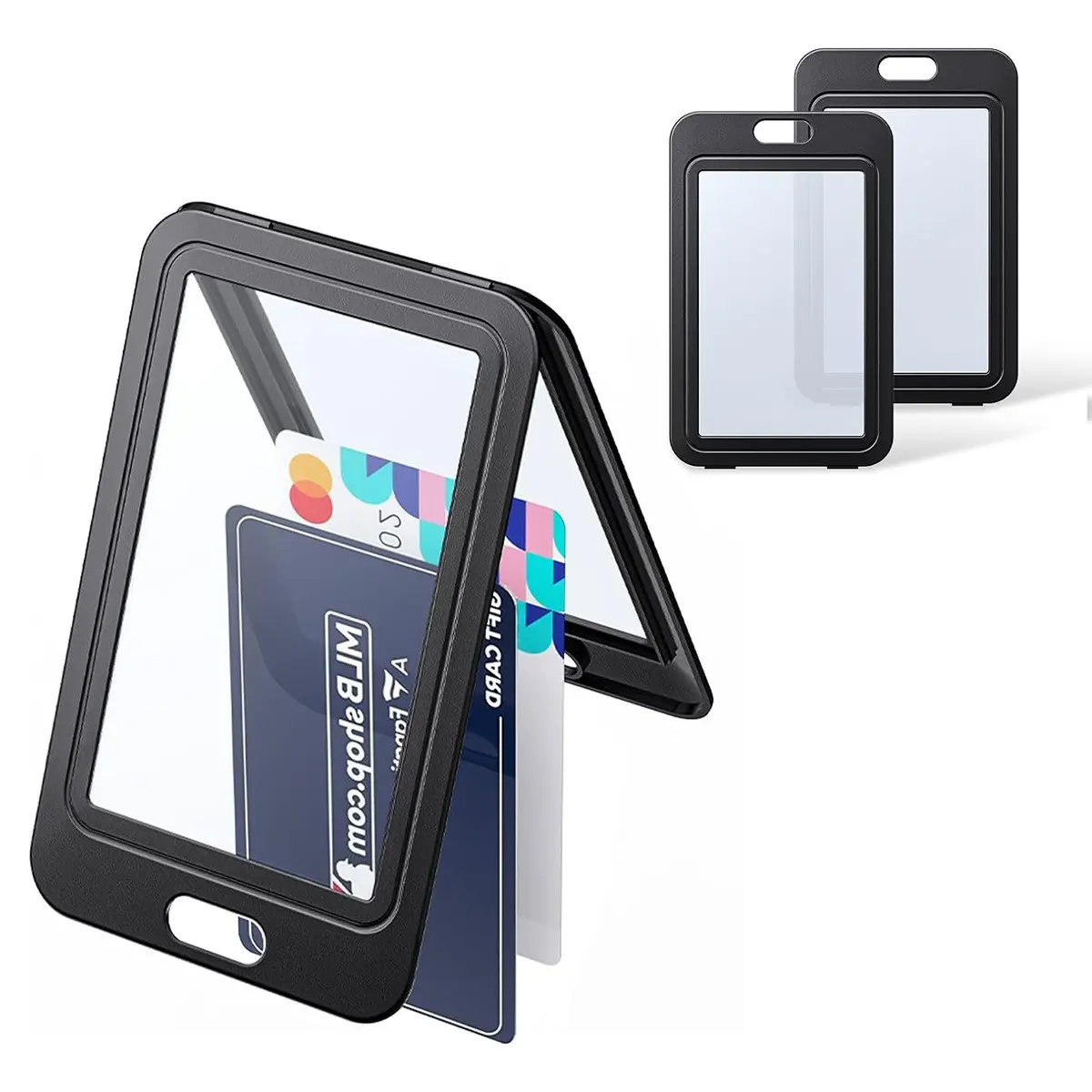 Double-Sided Transparent ID Card Holder, Horizontal Vertical Access Pass Badge Protector, Bus Campus Security Tag Case, Durable Design