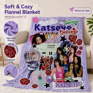Katseye Beautiful Chaos Tour Blanket Ultra Soft Flannel Fleece Plush Cozy Warm Lightweight HD Print Bedroom Couch Sofa Home Throw Decor Birthday Christmas Gift for Kpop Fans Teens Women Men Girls Aesthetic Merch Style