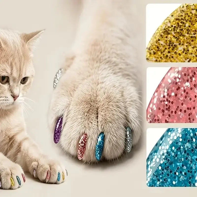 20 Pcs Colorful Cat Nail Caps, Non-Toxic Scratch-Proof Pet Accessories, Furniture Protection, Soft Material, Multiple Colors