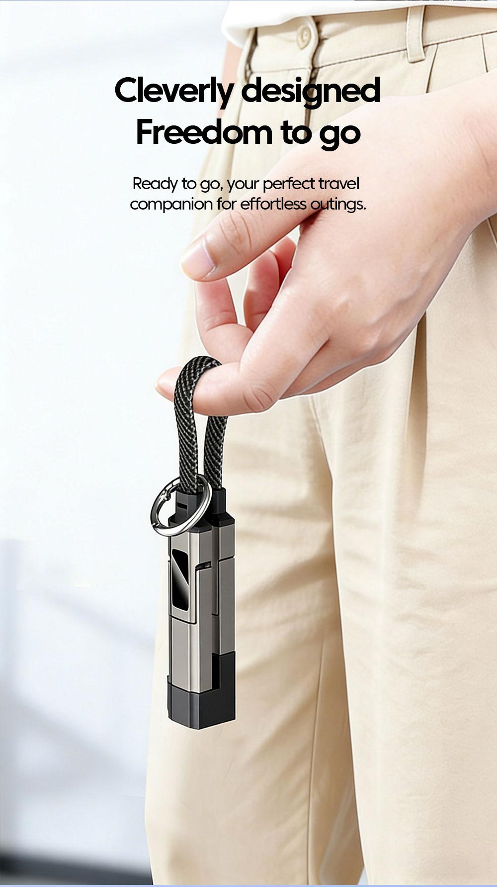 65W 4 in 1 Digital Display Super Fast Charging Keychain Data Cable Intelligent Digital Display Short Wire for iphone17 Samsung