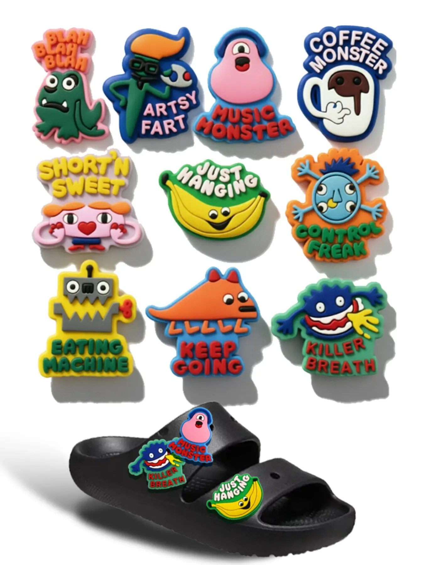 Funny Monster Cartoon Shoe Accessories Set, Comfortable and Durable, Ideal for Daily Wear, Perfect Gift for Fashionistas, Crocs Decorations, Decorative Shoe Accessories, Shoe Decoration Charms