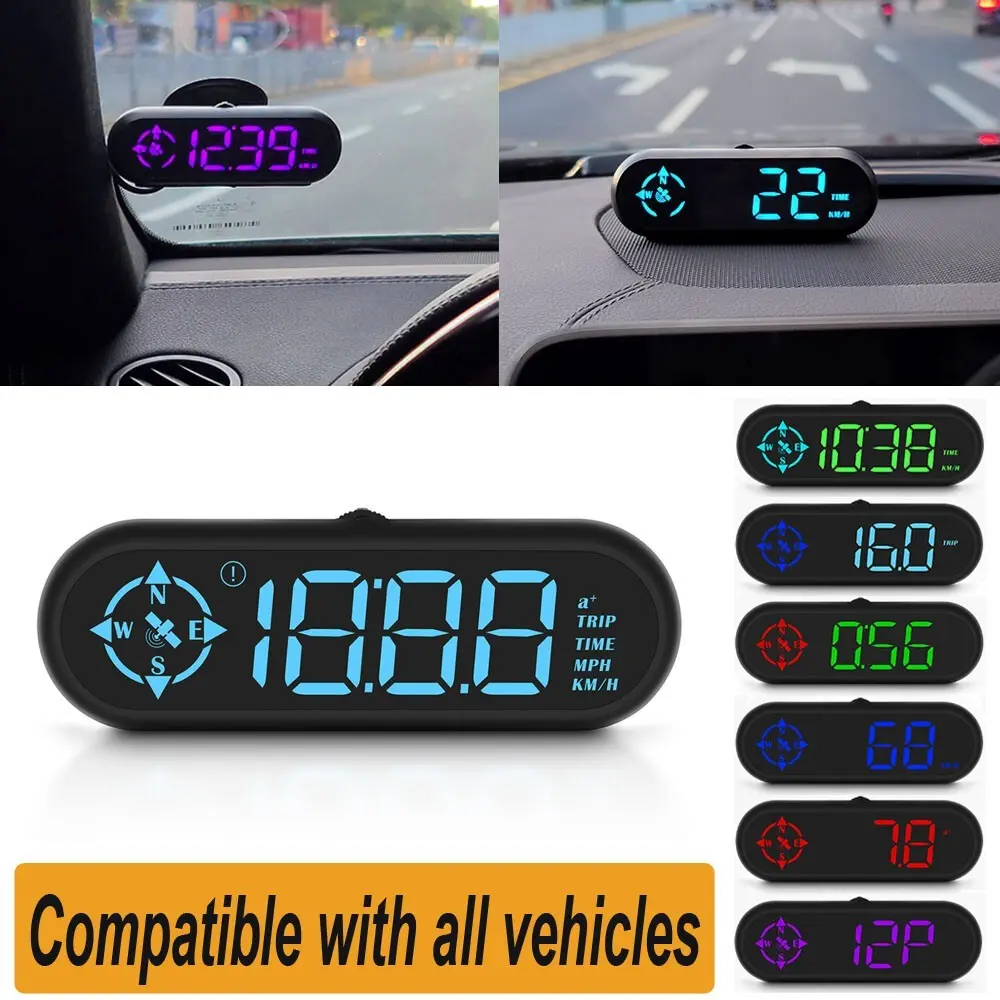 G9 Car Hud Display, GPS Speedometer, Switchable Km/h and Mph, Multi-Color Digital, HD Compass, Auto Light Detection, Fatigue Alert, All Vehicles