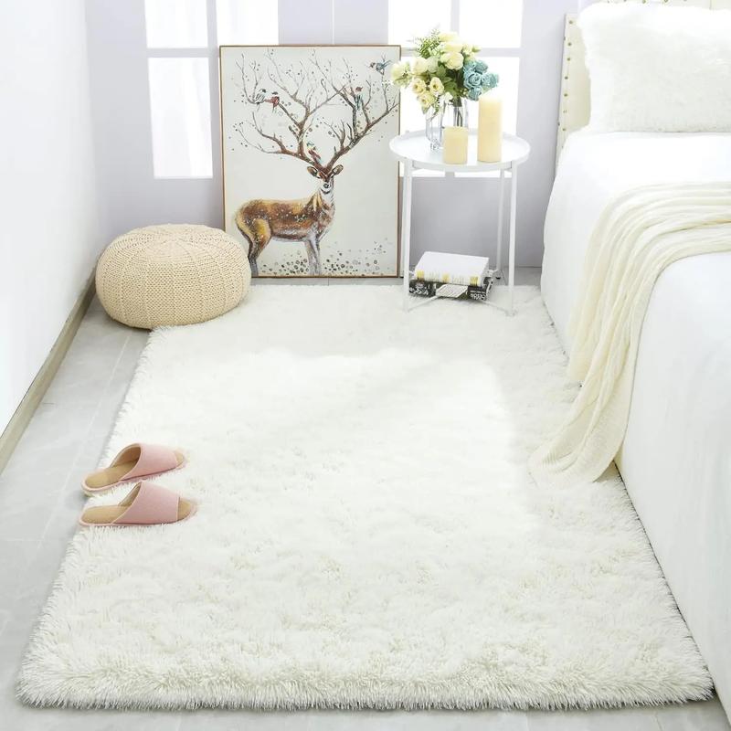 Solid Color Fuzzy Rug,  Rectangle Non-slip Soft Tuff Tufted Bedroom Carpet, Winter Warm Floor Mat for Home Living Room Decor, Fall Decor, Valentine's Day Gift
