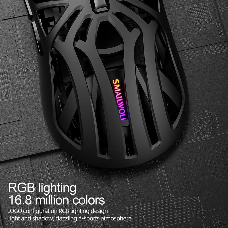 Hollow Design Wireless Gaming Mouse, Rechargeable Wireless Gaming Mouse with RGB Colorful Backlight, Silent Clicks Mouse for Gaming & Office Use, Gaming Accessories