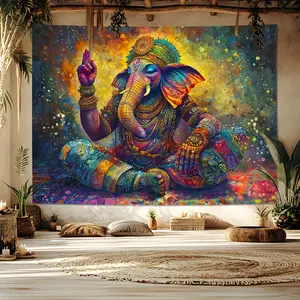 1pc Colorful Tapestry- Exquisite Jewelry Design, High-Quality Polyester Fabric Living Room Decoration, No Electricity Required, Party And Holiday Decoration, Colorful Patterns with Fine Artistic Detailing
