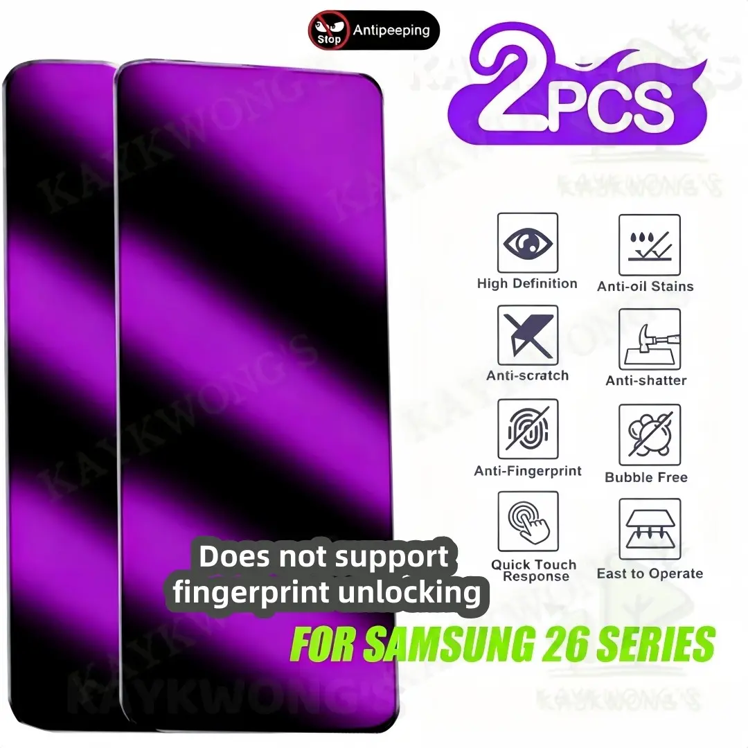 KAYKWONG'S For Samsung Galaxy Series Anti-Blue Light Protector Film, Protective Privacy Film, HD Transparent, Privacy Protection, Bubble-Free Installation, Full Screen Coverage, 2 Pieces