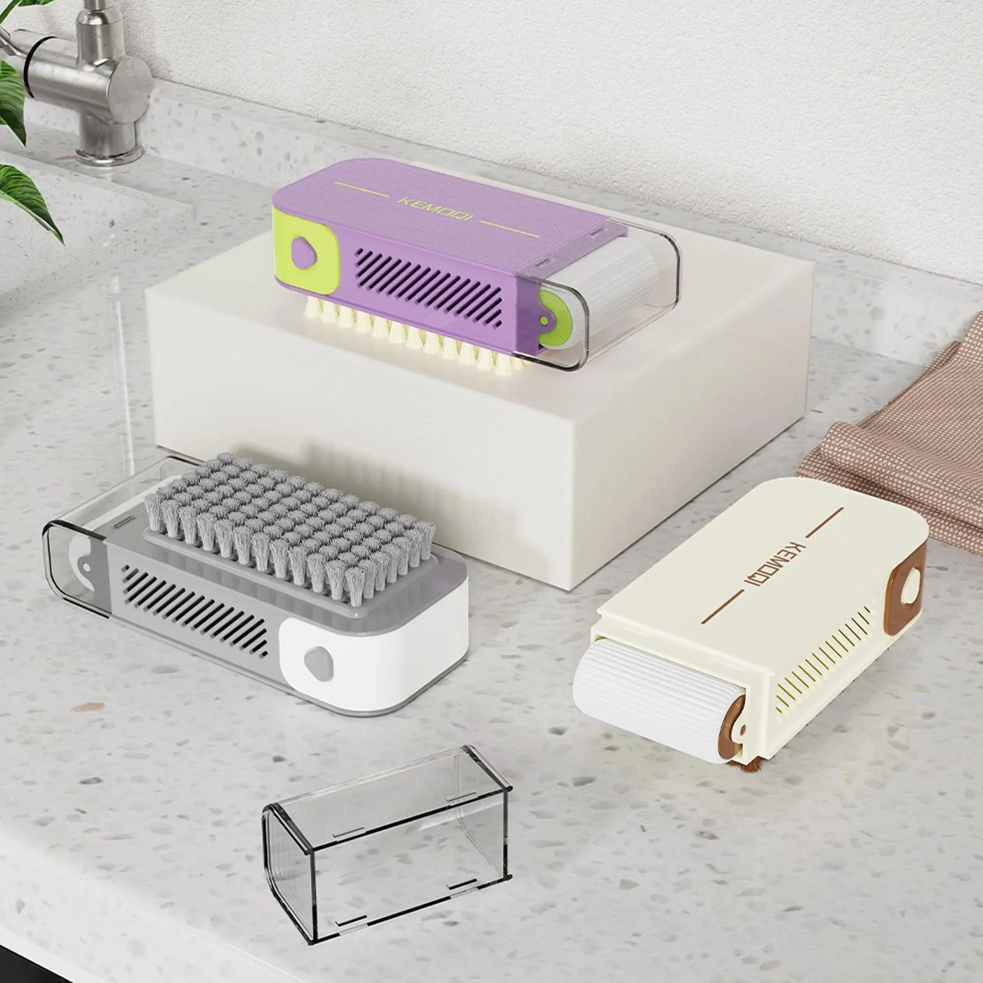 1-Piece Multifunctional Soap Foaming Storage Box, High-Elastic Soap Holder, Portable Creative Laundry Soap Box with Brush and Roller, Non-Slip Draining Soap Box for Home Use