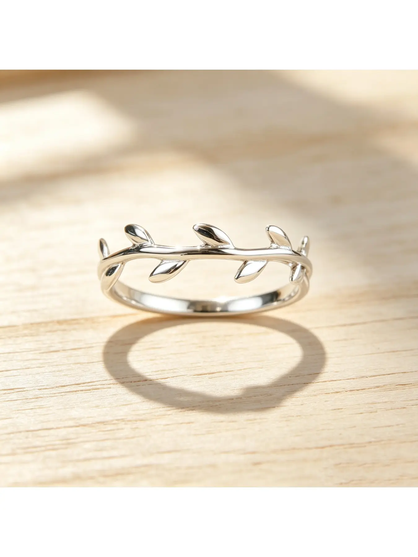 Polished Olive Leaf Branch Hollow Halo Ring, Daily Stack Ring, Fresh Forest Engagement Ring, Elegant Valentine Gift, Delicate Party Ring for Women, Fit for Spring Outings, Easter and Daily Thin Ring Stacking Looks