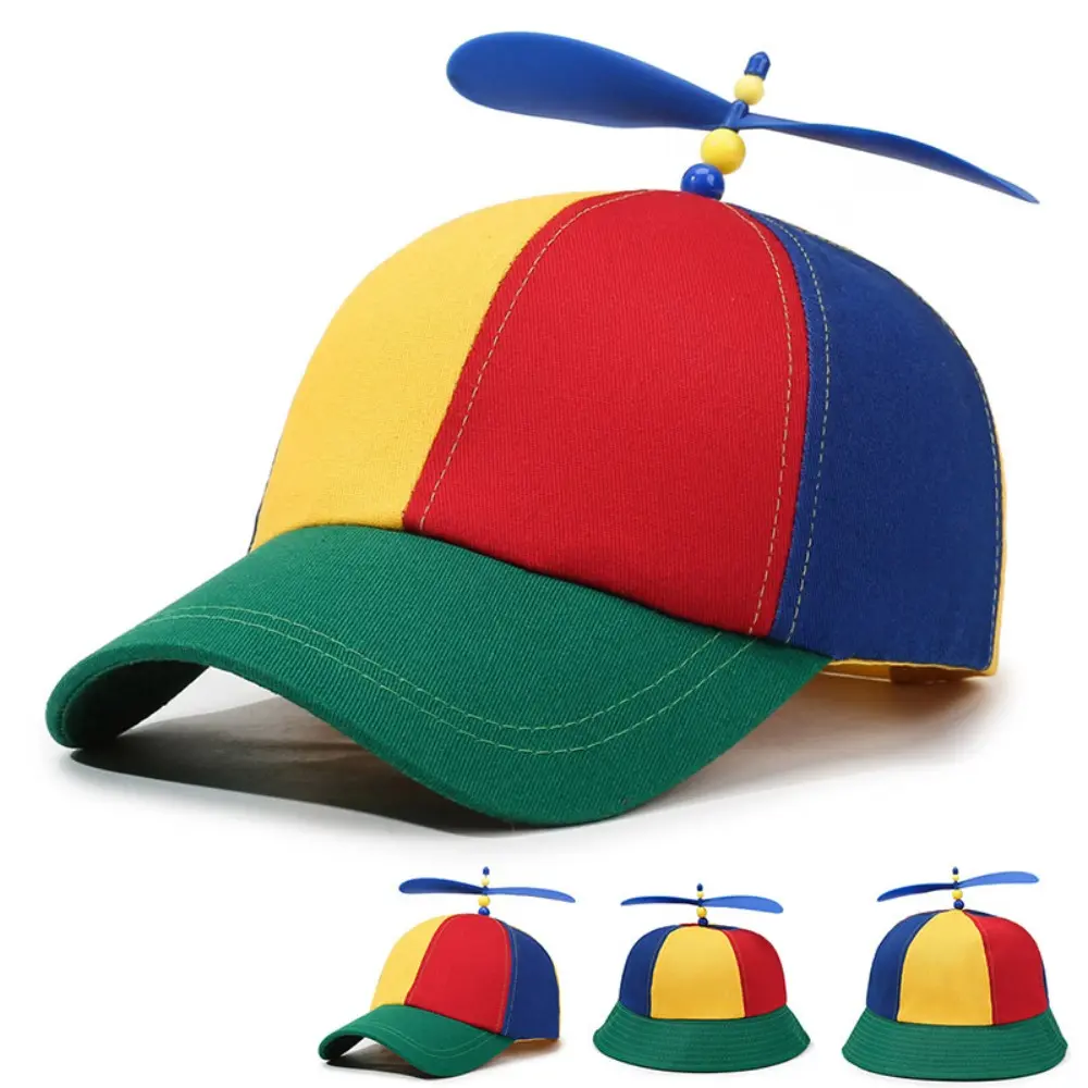Unisex Rainbow Propeller Cap - Rotatable, Unique Style, Casual Accessories, Colorful Holiday Decoration, with Animated Antenna