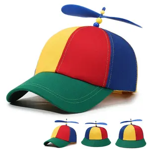 Unisex Rainbow Propeller Cap - Rotatable, Unique Style, Casual Accessories, Colorful Holiday Decoration, with Animated Antenna