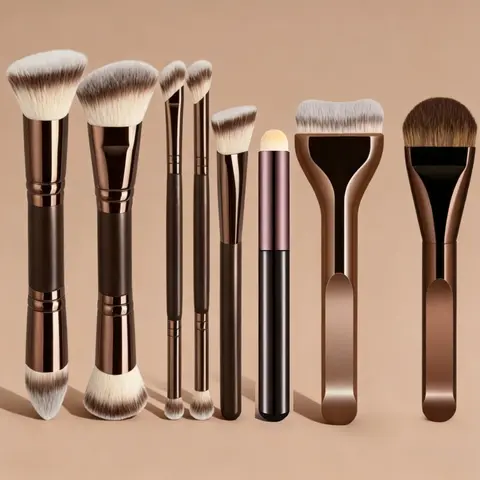 10-Piece Professional Dual-Ended Makeup Brush Set, Cosmetic Brushes Set, Synthetic Fiber Brushes for Foundation, Contour, Eyeshadow, Concealer, Blush, Mask