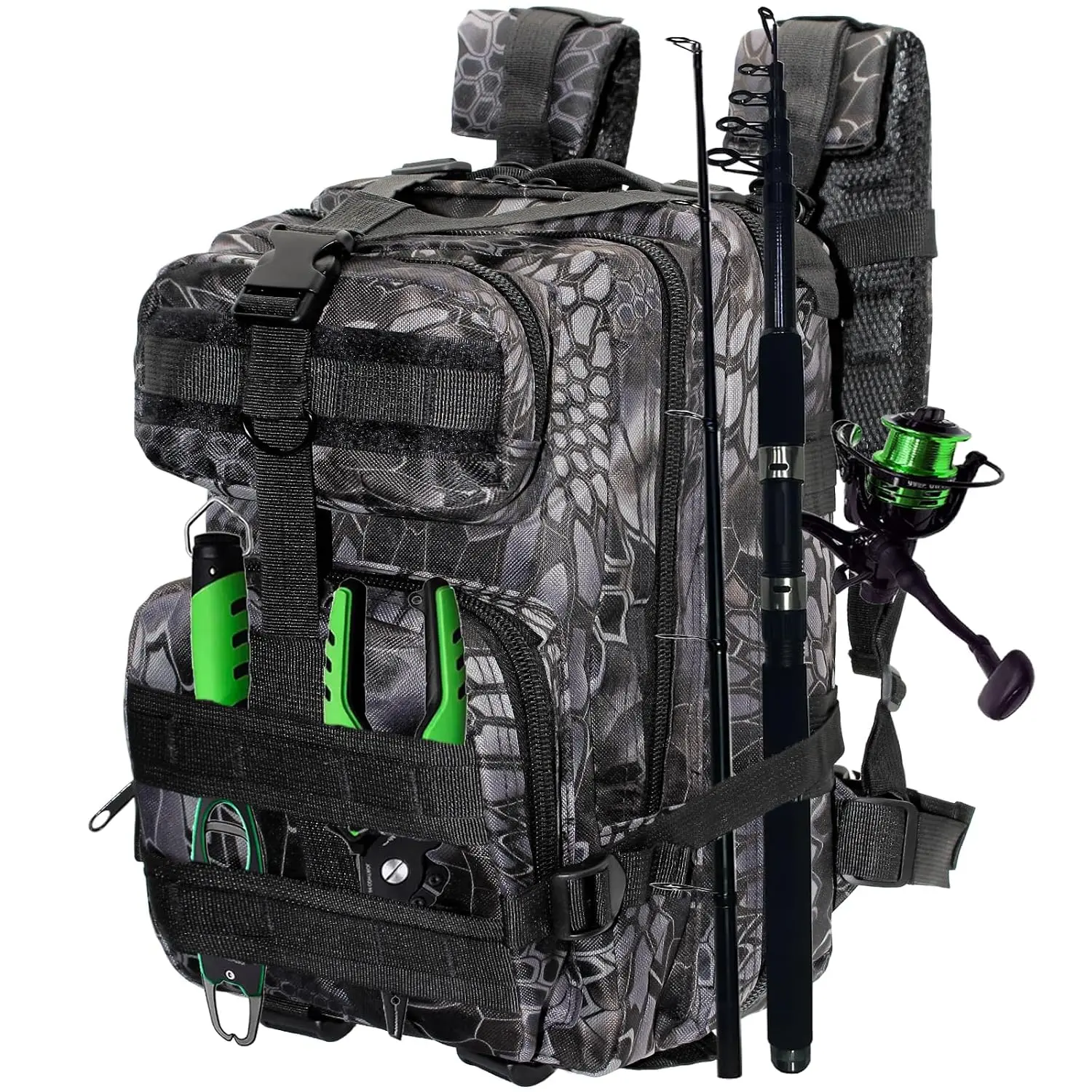 Unisex Adult Fishing Backpack - Lightweight, Adjustable Strap, Multi-Pocket Design with Large Storage for Outdoor Fishing