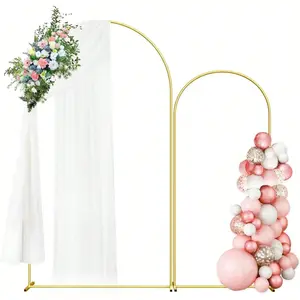 Elegant Golden Metal Arch Stand Set, Multiple Sizes 3.9/4.92/5.90/6.56/7.21ft, Multi-purpose Decor Frame, Indoor & Outdoor Ornament for Weddings Birthdays & Celebrations