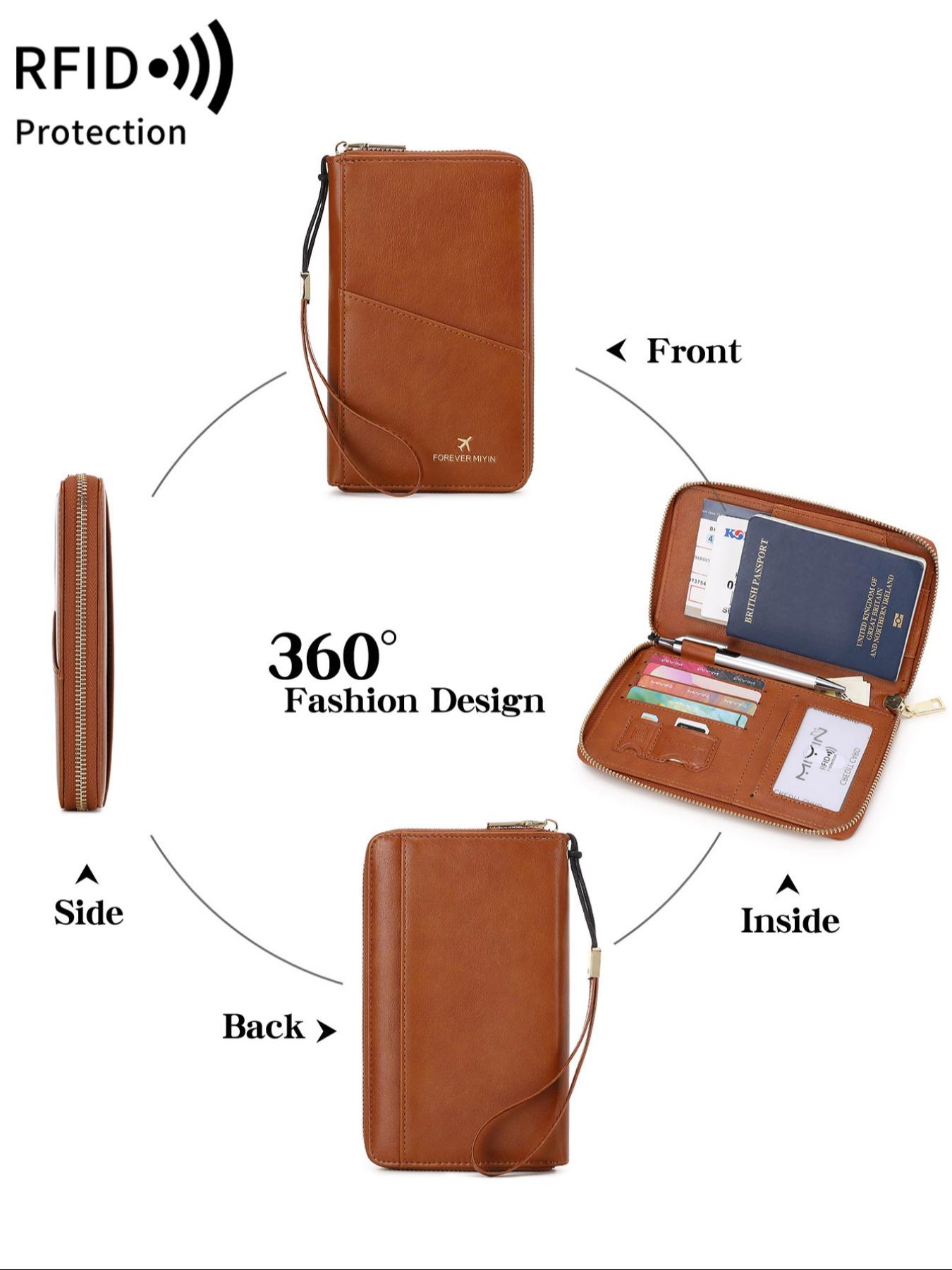 Passport Case with Pen Holder, Large Capacity Passport Holder, Travel Document Organizer, Passport Wallet, Passport Cover for Women & Men