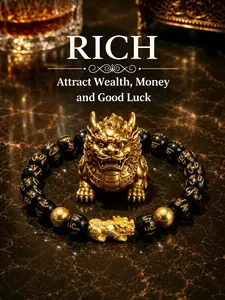 Money Attraction Bracelet with Sand Gold Pixiu and Black Obsidian beads- Elegant Design friendship bracelet beaded jewelry protection bracelet encouragement gift Elastic Band fashion artificial bracelet of the day Crystal Bracelet