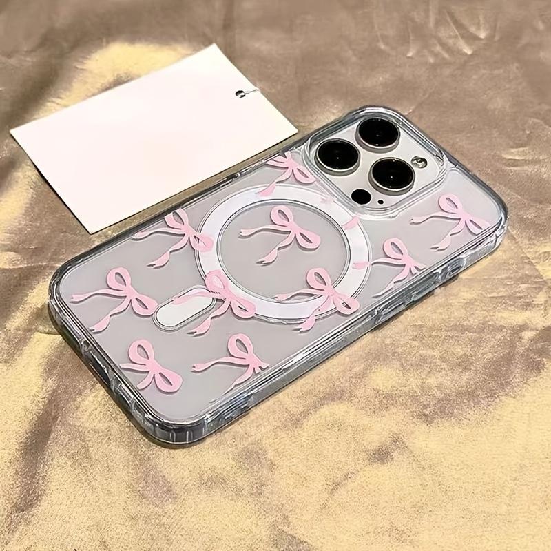 Girly Heart Bow Light Beige-Feel Magnetic Mobile Phone, Suitable Iphone17Promax/17Air/16/15/14Plus/13/12/11/X/XS/XS Max