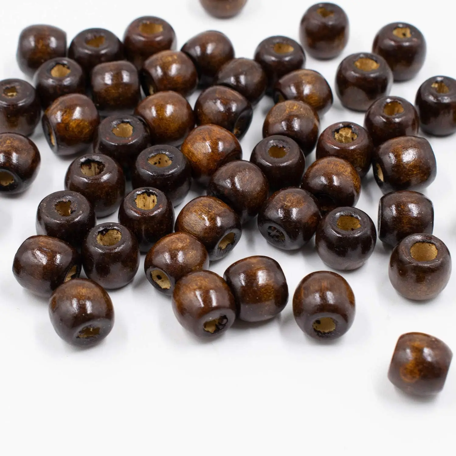 , 500 Pack Dark Brown 5mm Large Hole Barrel  Bead  Wooden Spacer Loose Macrame Beads Dreadlock Hair Braid Bulk for Necklace Bracelet  Making DIY Crafts 11 x 12mm