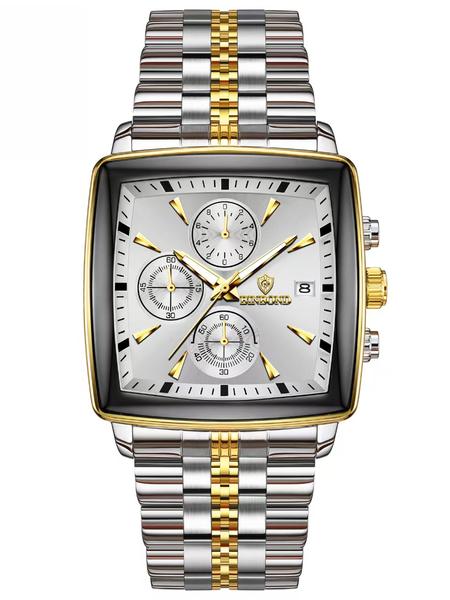 A men's multifunctional square business steel strip fashionable three eye six pin quartz watch