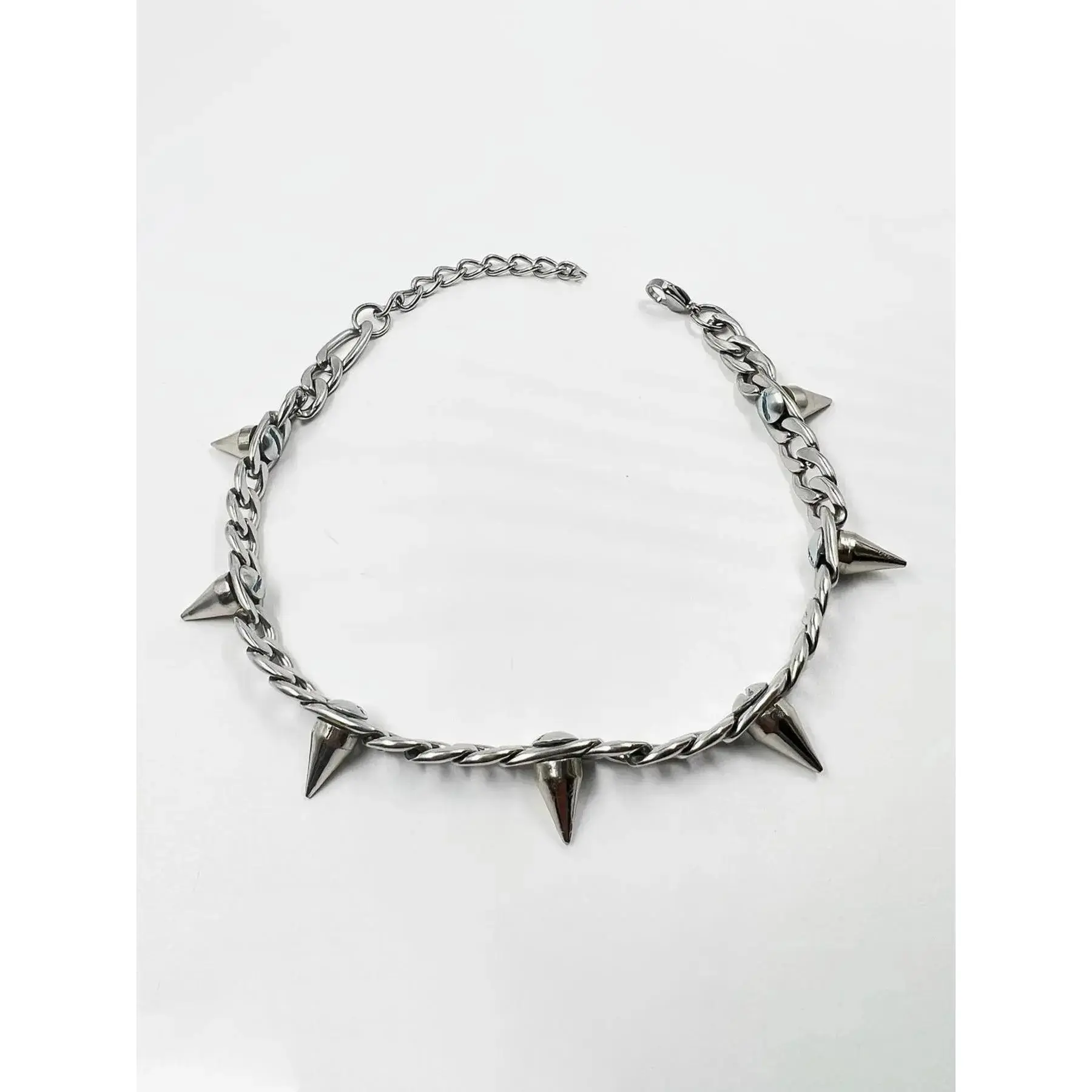 Punk Style Studded Choker Necklace | Stainless Steel Trendy Jewelry for Party & Daily Wear