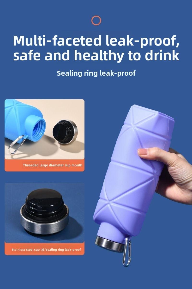 Platinum Silicone Diamond Foldable Cup 700ml Portable Water Bottle for Outdoor Sports