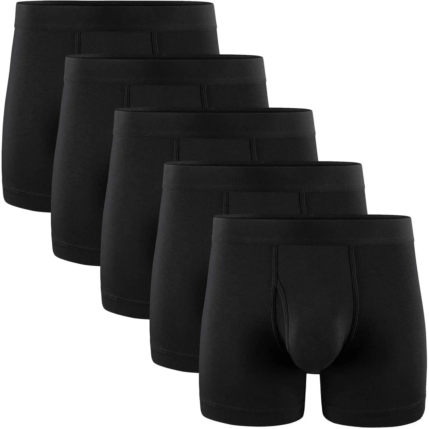 Men's Cotton Regular Long Boxer Briefs Pack (S, XL, XXL) - Menswear, 95% Cotton Men's Boxer Briefs, Plain Underwear for Daily Wear, A: 5 Pack Mens Boxer Briefs