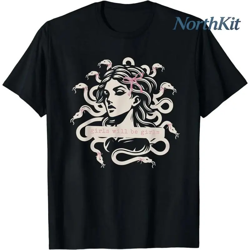 Women's Medusa Graphic Crop Top - Short-Sleeve, Round Neck, Boxy Fit, Casual, All Seasons, Feminist, Anti-Trump, Women's Rights, Equality, Progressive Liberal Sports Top