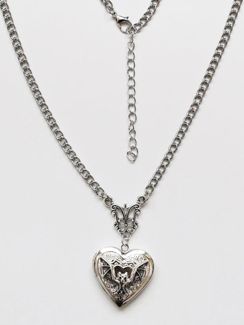 Gothic Heart Shaped Pendant Necklace, Love Heart Necklace, Vintage Creative Necklace for Party, Daily Decor, Trendy All-match & Exquisite Jewelry for Birthday Gift