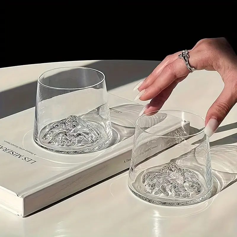 2-4-6 Pack 230ML Crystal Whiskey Glasses, Fuji Mountain Design Glass Cups, Japanese High-End 'view Mountains' Wine & Champagne Glasses, Party Gift