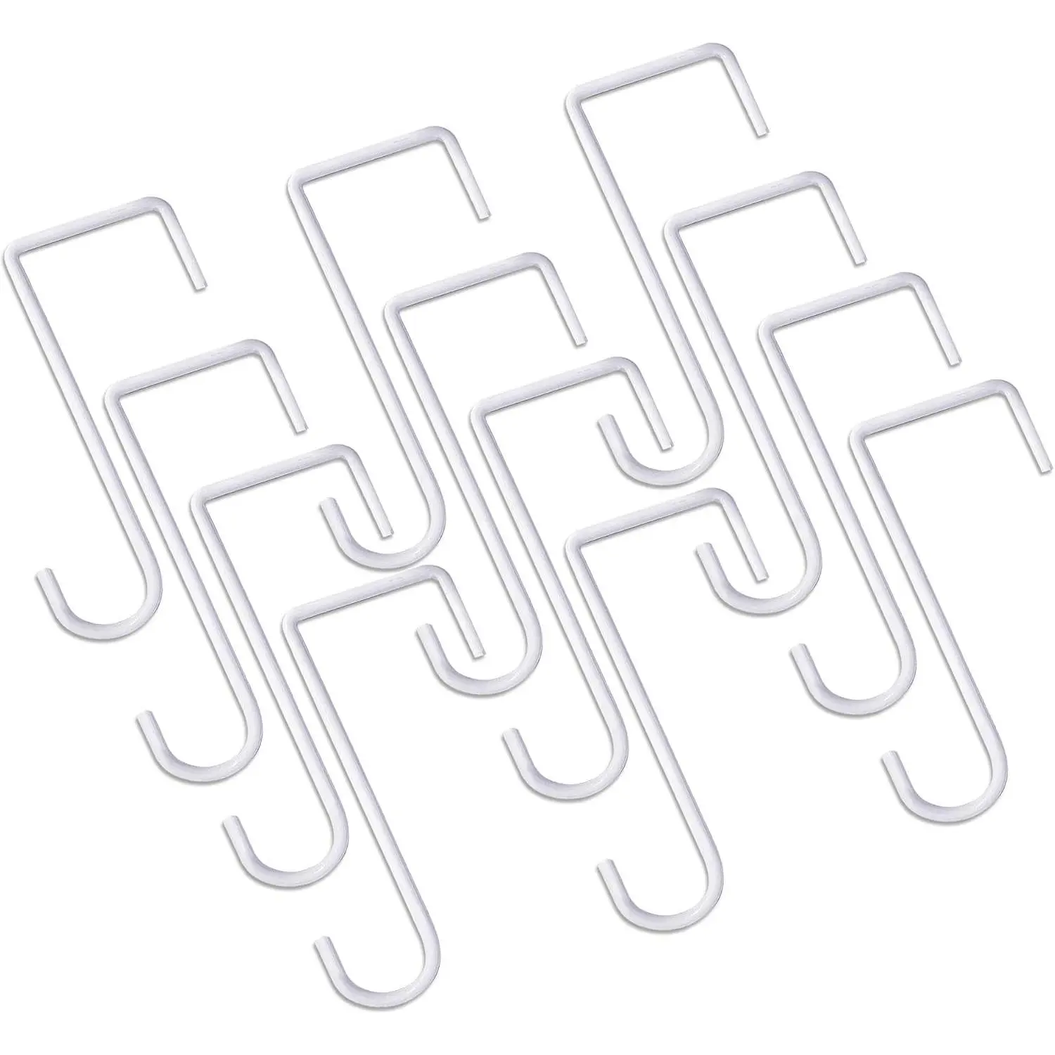 12pcs Vinyl Fence Hooks - 2x6 Inches Patio Hooks, White Powder Coated Steel Fence Hangers for Hanging Plants, Lights, Pool Equipment & More