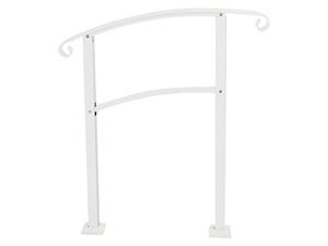 3FT Step Hand Rail for Outdoor Steps Compatible with 2-3 Steps Adjustable Steel Handrails Outdoor Railing for Stairs White Powder Coated Heavy Duty