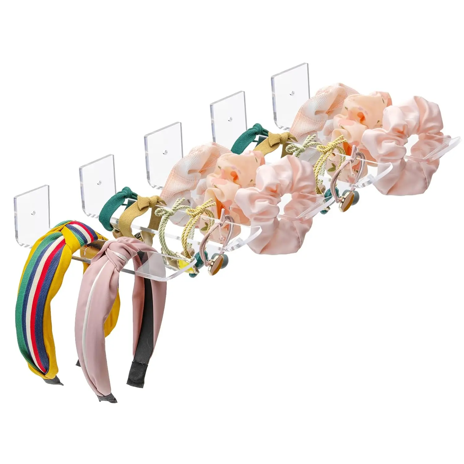 Acrylic Headband Holder Wall, 5 Pack Clear Hanging Headband Organizer Storage for Girls Women