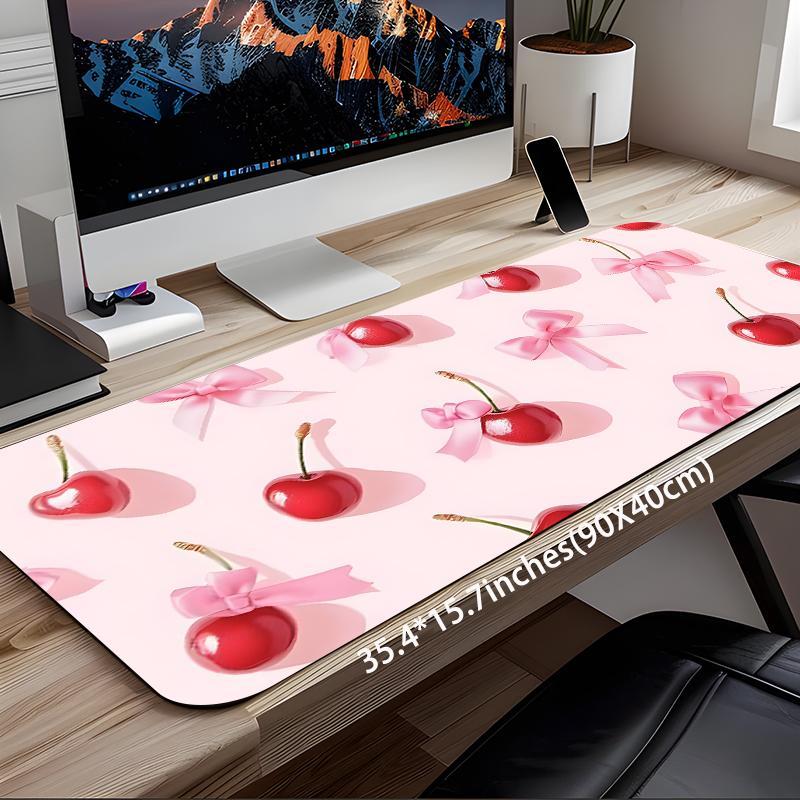 Cherry & Bow Unique Pattern Mouse Pad, Rectangle Gaming Mouse Pad, Office Desk Keyboard Mat for Home Office Game Room