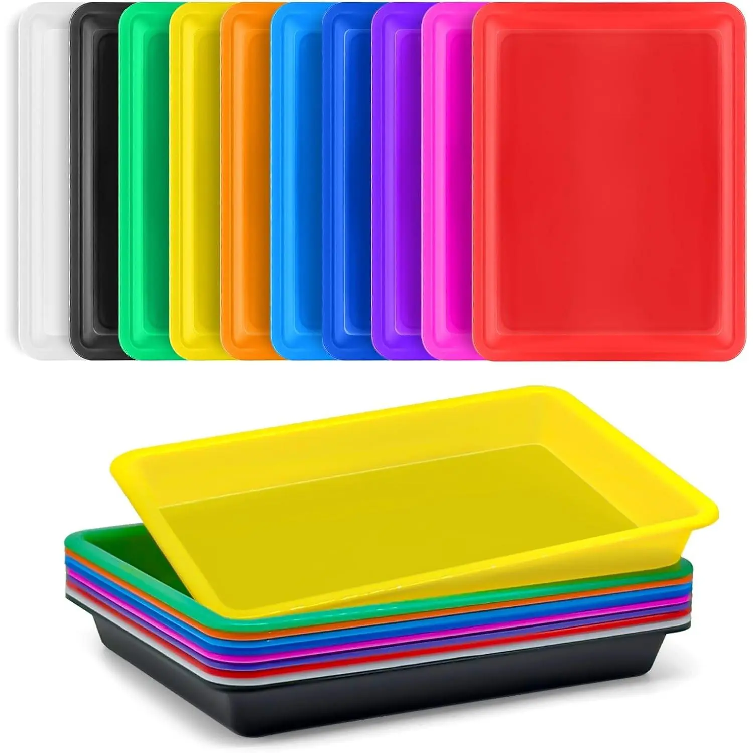 10 Pack Colorful Multicolor Plastic Art Trays for DIY Projects, Crafts, Beads, Painting and Jewelry Activity Serving